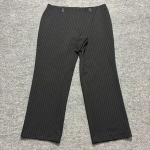 Lane Bryant Womens Pants Size 14/16 Petite Black Striped Pull On Casual Mid Rise
